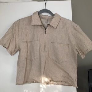 Brixton quarter zip top - tan